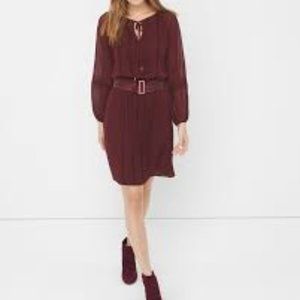 WHBM Sheer-Sleeve Boho Chiffon Dress